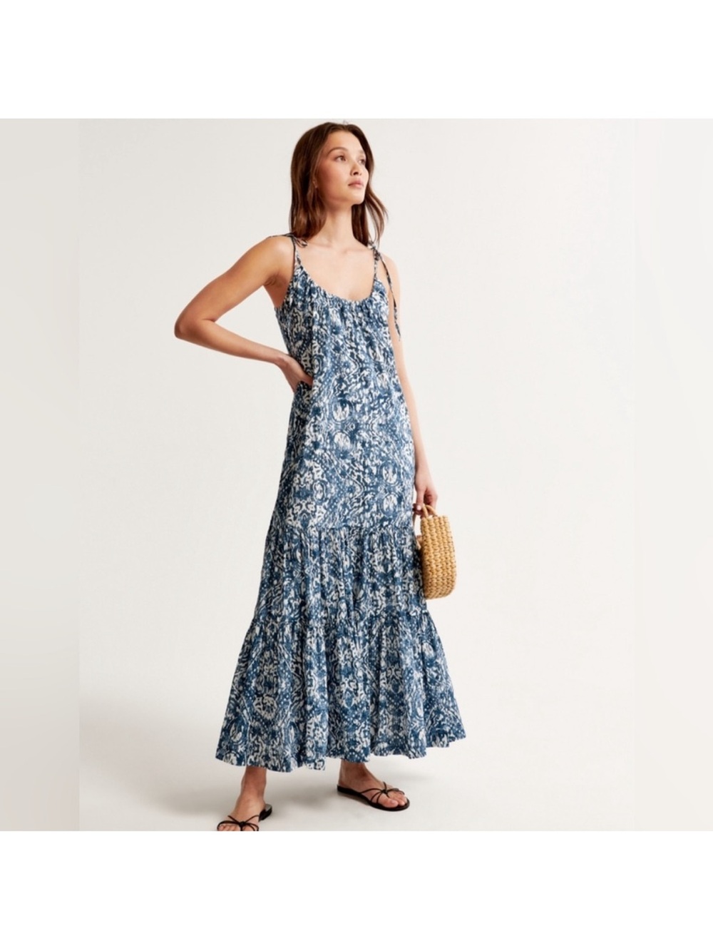 Abercrombie & Fitch Blue and White Floral Maxi Dress